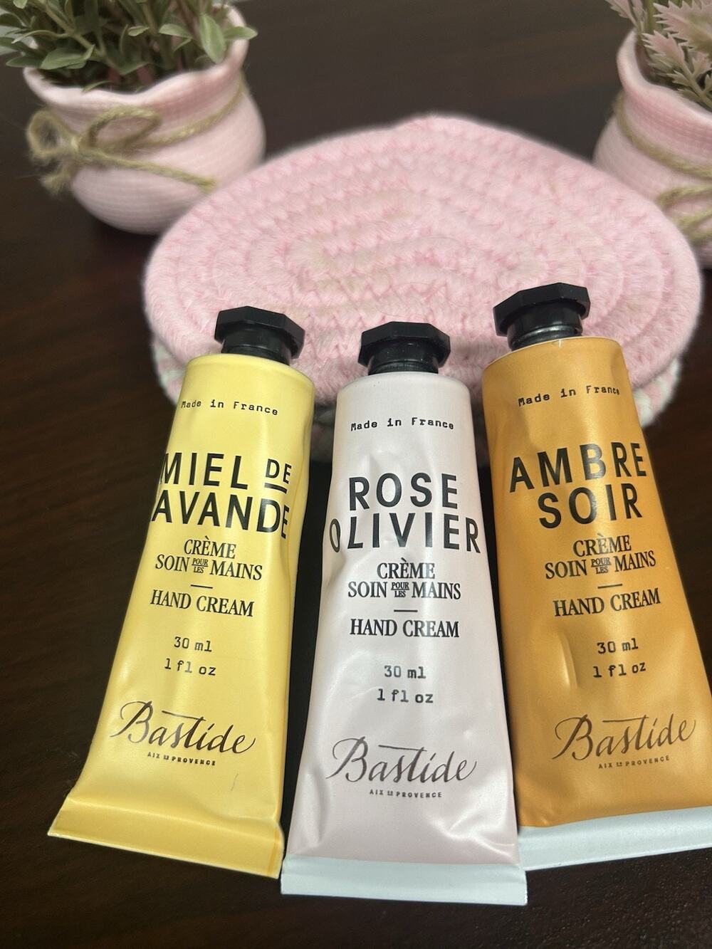 Bastide Hand Cream set of 3: Ambre Soir Miel de Lavande Rose Olivier